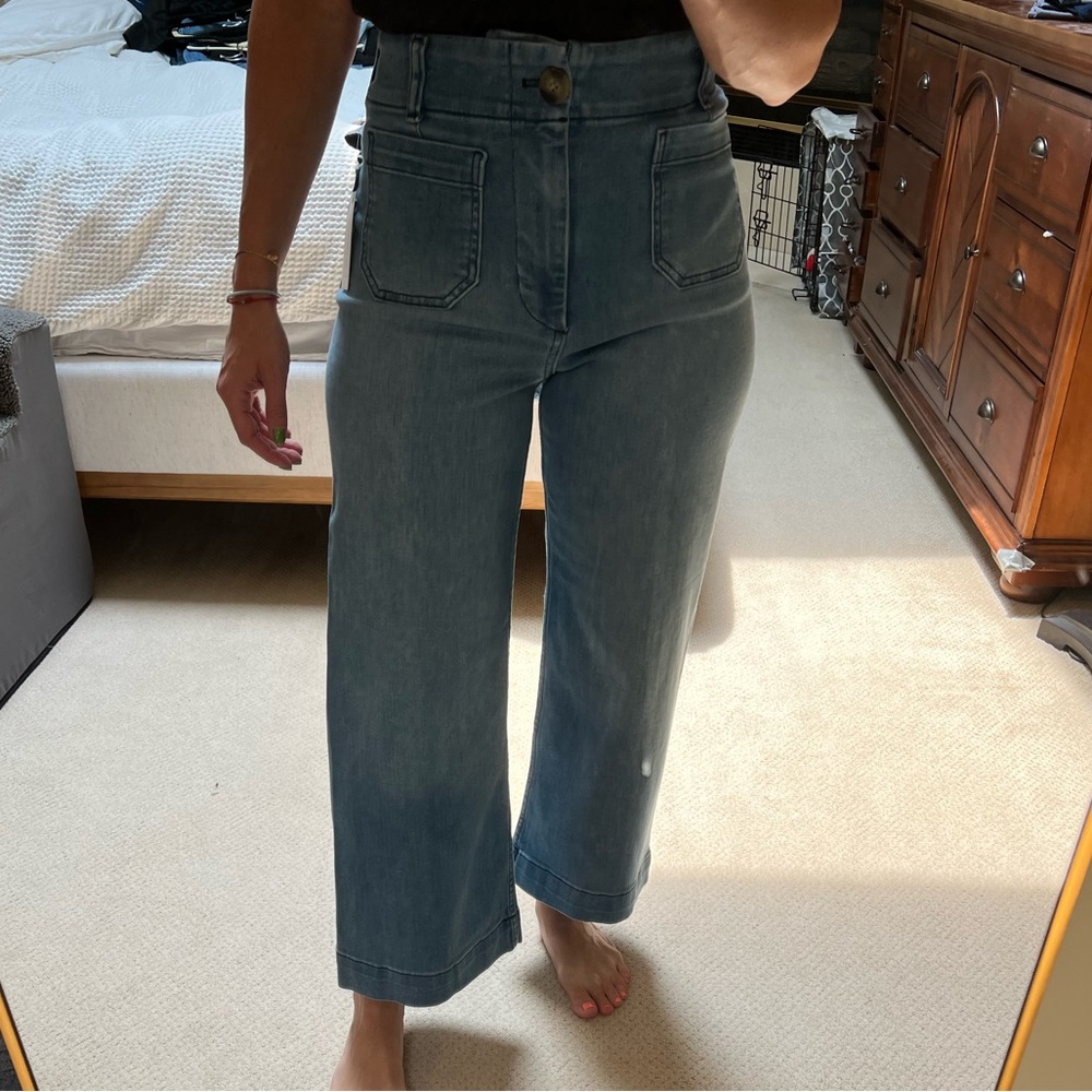 Anthropologie pilcro Colette cropped wide leg patch pocket jeans